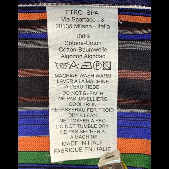 Etro Men’s Size 41 Long Sleeve Shirt Multi Color - Picture 8 of 11